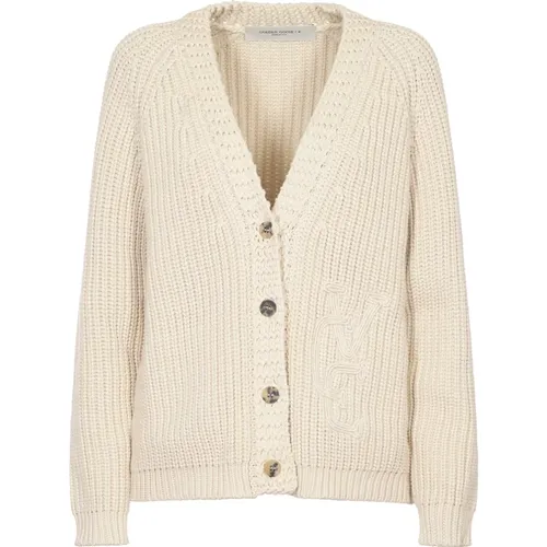 Cardigans, female, , Size: M Journey Knit Cardigan with Cornely Embroidery - Golden Goose - Modalova