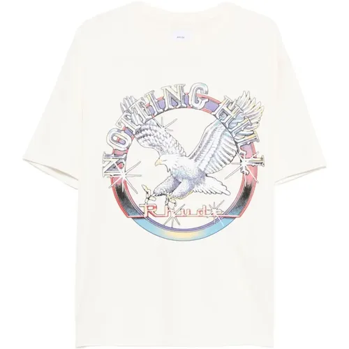 T-Shirts, male, , Size: XL Crewneck T-shirt with Front Print - Rhude - Modalova