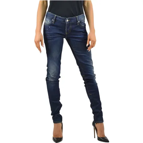 Super Slim Cotton Button Jeans , female, Sizes: XS - Dsquared2 - Modalova