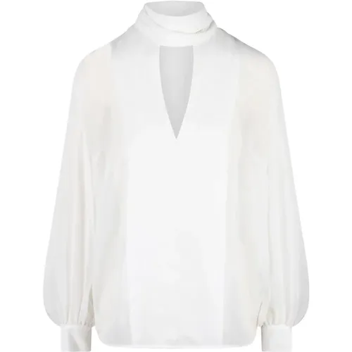 Blouses, female, , Size: L Crepe Effect V-Neck Blouse - P.a.r.o.s.h. - Modalova