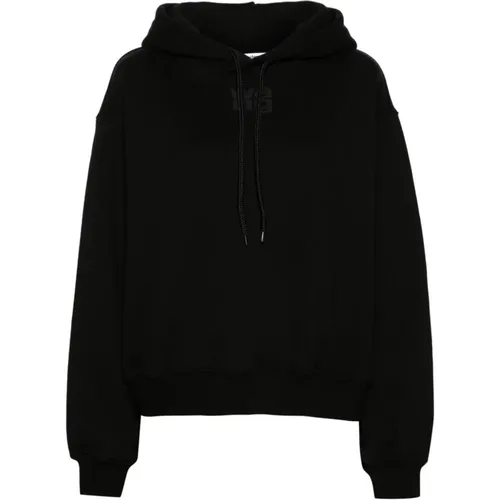 Schwarzer Logo-Print Kapuzenpullover , Damen, Größe: M - alexander wang - Modalova