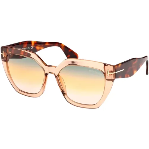 Transparente hellbraune Katzenaugen-Sonnenbrille , Damen, Größe: 56 MM - Tom Ford - Modalova