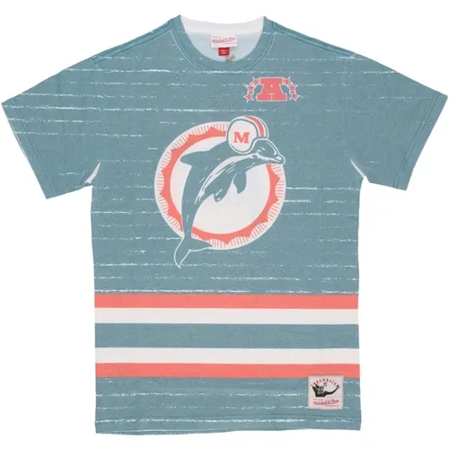 T-Shirts, male, , Size: XL Miami Dolphins Football Tee - Mitchell & Ness - Modalova