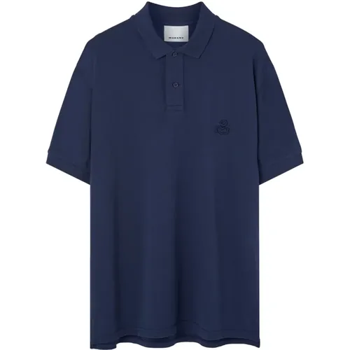 Embroidered Navy Polo Shirt , male, Sizes: S, M - Isabel marant - Modalova