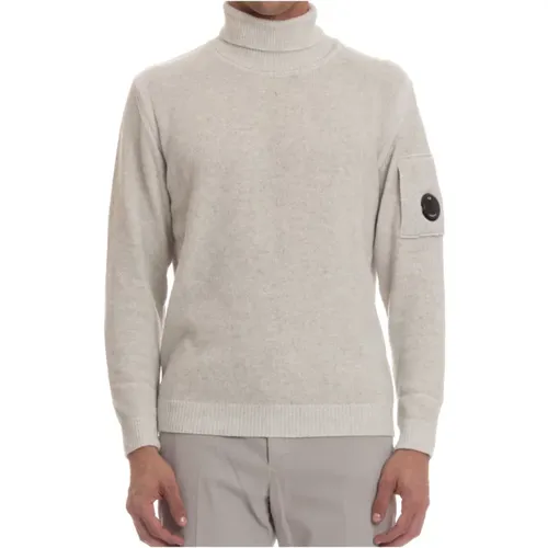 Turtlenecks, male, , Size: S Light Grey Sweater with Vanisé Knit - C.P. Company - Modalova