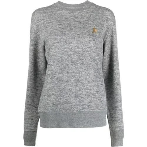 Grauer Baumwoll-Sweatshirt mit Stern , Damen, Größe: S - Golden Goose - Modalova