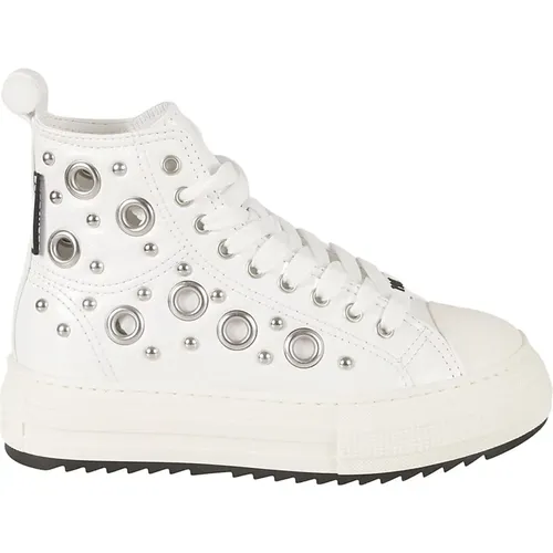 Weiße Leder-Studded-Sneaker , Damen, Größe: 39 EU - Dsquared2 - Modalova