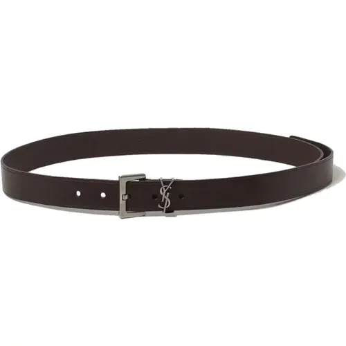 Belts, male, , Size: 85 CM Leather Belt Stylish Accessory - Saint Laurent - Modalova