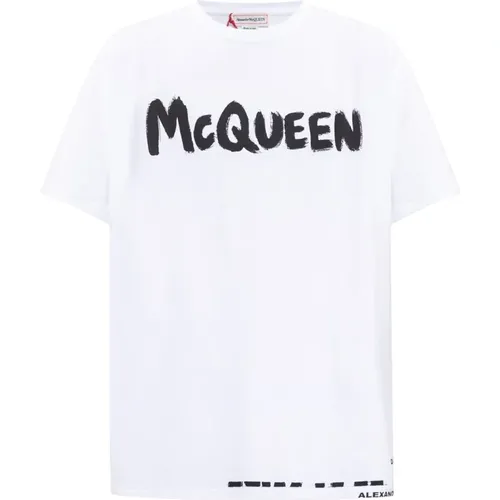 T-shirt with logo , male, Sizes: M - alexander mcqueen - Modalova