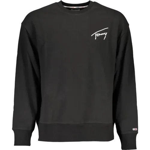 Schwarzer Langarm-Crewneck-Sweatshirt mit Stickerei , Herren, Größe: L - Tommy Hilfiger - Modalova