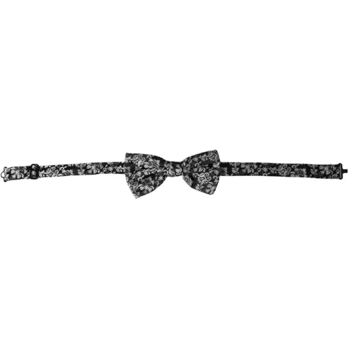 Bowties, male, , Size: ONE SIZE Floral Silk Adjustable Neck Men's Bow Tie - Dolce & Gabbana - Modalova