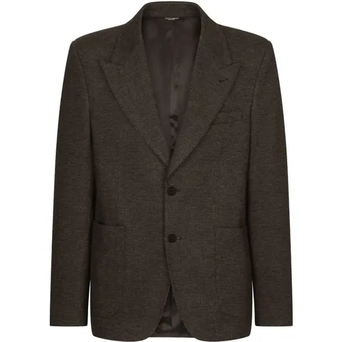 Blazers, male, , Size: M Check-Knit Blazer - Dolce & Gabbana - Modalova