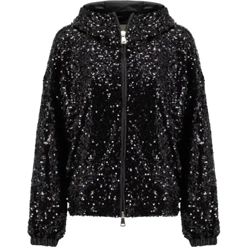 Windproof Light Jacket with Hood and Paillettes , female, Sizes: M - Ermanno Scervino - Modalova