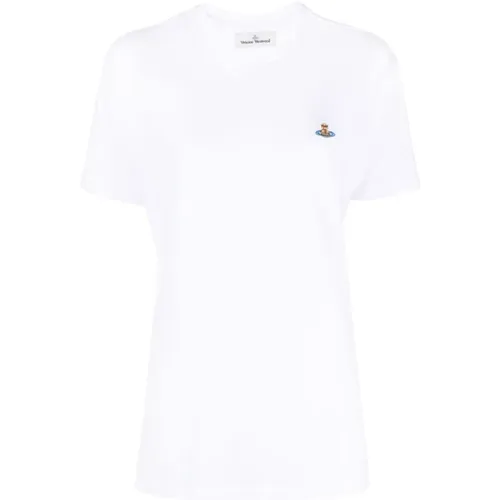 Weiße Orb Logo T-Shirts und Polos , Damen, Größe: 2XL - Vivienne Westwood - Modalova