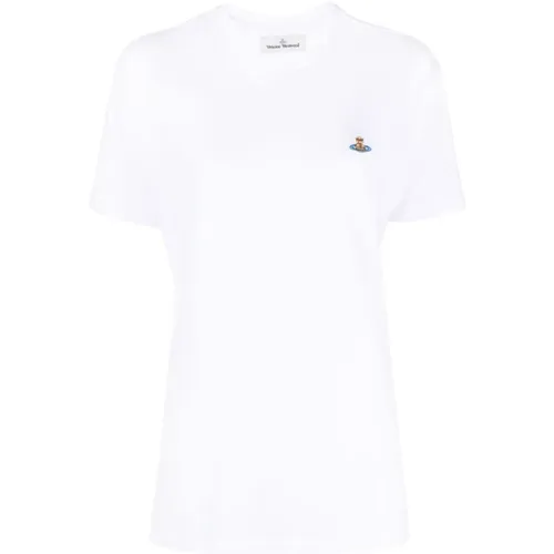 Weiße Orb Logo T-Shirts und Polos , Damen, Größe: L - Vivienne Westwood - Modalova