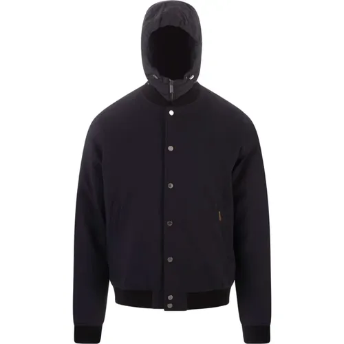 Blaue Callum Bomberjacke,Blaue Bomberjacke mit Abnehmbarer Kapuze - Moorer - Modalova