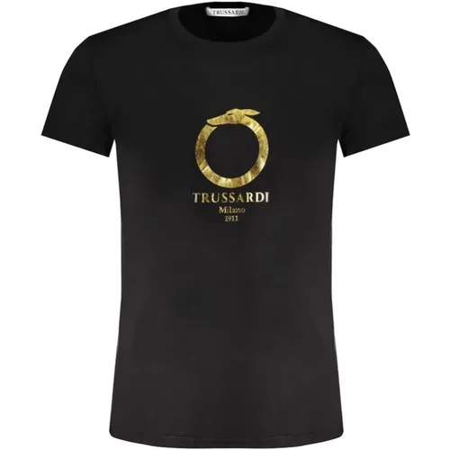 Schwarzes T-Shirt mit Logo-Druck , Herren, Größe: 2XL - Trussardi - Modalova
