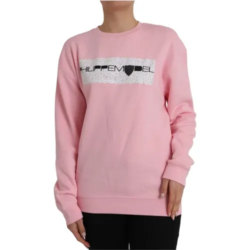 Logo Baumwollpullover Rosa Langarm - Philippe Model - Modalova