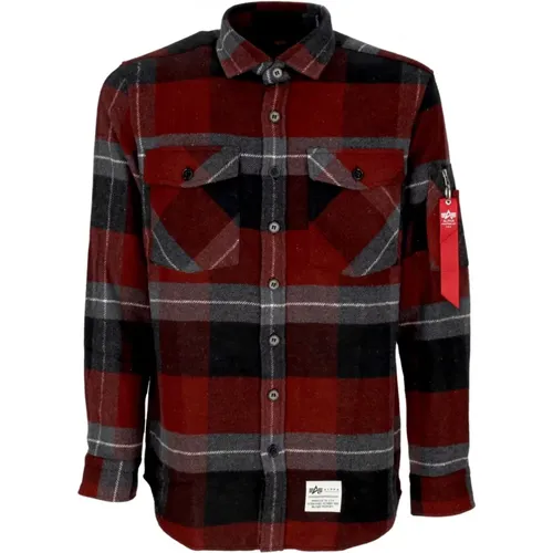 Flanellhemd Schwarz Grau , Herren, Größe: S - alpha industries - Modalova