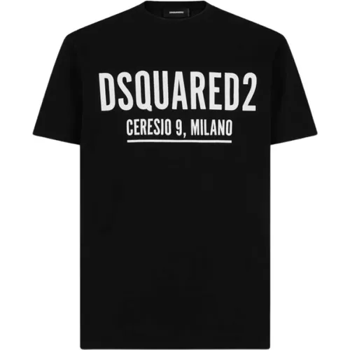 Schwarzes Baumwoll-T-Shirt Cool Fit , Herren, Größe: 2XL - Dsquared2 - Modalova