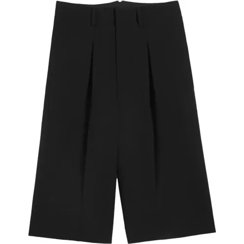 Schwarze Lange Bermuda Shorts , Damen, Größe: M - Ami Paris - Modalova