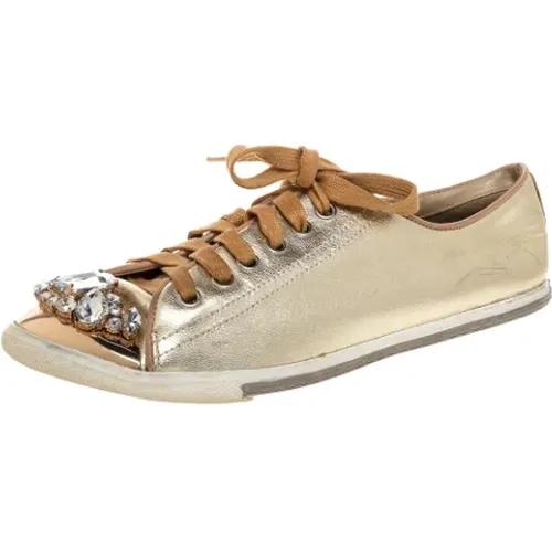 Pre-owned Sneakers, female, , Size: 8 US Pre-owned Leather sneakers - Miu Miu Pre-owned - Modalova