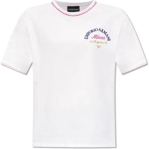 Baumwoll T-Shirt , Damen, Größe: L - Emporio Armani - Modalova