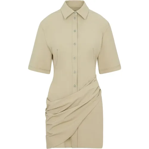 Light Khaki Shirt Dress , female, Sizes: 2XS - Jacquemus - Modalova