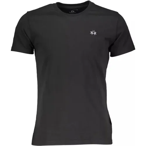 Schwarzes Baumwoll-T-Shirt mit Stickerei - LA MARTINA - Modalova