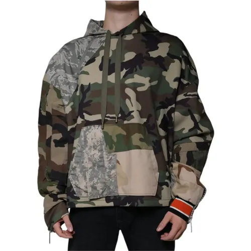 Hoodies, male, , Size: 2XL Camouflage Logo Hooded Sweatshirt - Dolce & Gabbana - Modalova