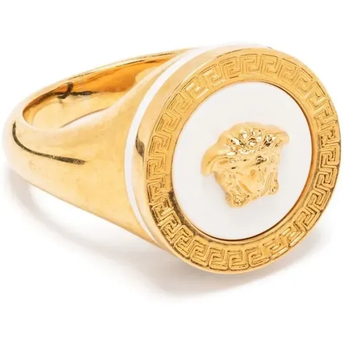 Emaille Medusa Ring , Herren, Größe: XS - Versace - Modalova