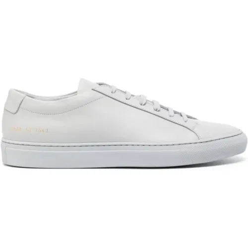 Grey Leather Sneakers with Gold Logo , male, Sizes: 6 UK, 5 UK - Common Projects - Modalova