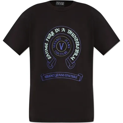 T-Shirt mit Logo , Herren, Größe: L - Versace Jeans Couture - Modalova