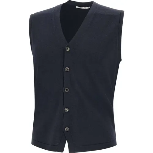 Cardigans, male, , Size: 2XL Merino Wool V-Neck Vest Midnight - Kangra - Modalova