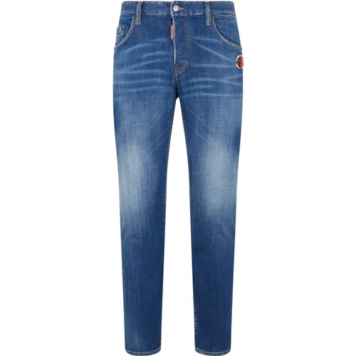 Blaue Stretch-Denim-Jeans , Herren, Größe: 2XL - Dsquared2 - Modalova