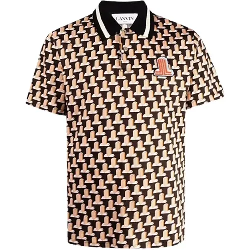 Short Sleeve Polo with Monogram Patterns , male, Sizes: XS - Lanvin - Modalova