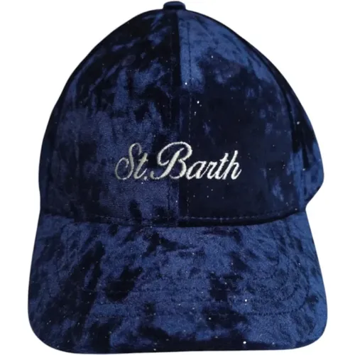 Caps, female, , Size: ONE SIZE Velvet Baseball Cap with Rhinestone Embroidery - MC2 Saint Barth - Modalova