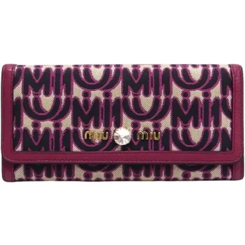 Pre-owned Wallets, female, , Size: ONE SIZE Pre-owned Canvas wallets - Miu Miu Pre-owned - Modalova