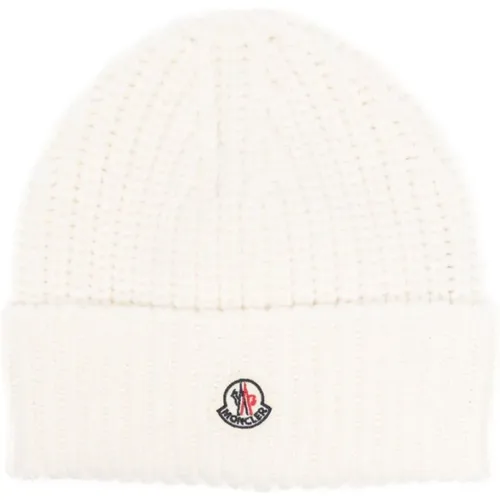 Beanies, unisex, , Size: ONE SIZE Ribbed Knit Logo Patch Beanie - Moncler - Modalova