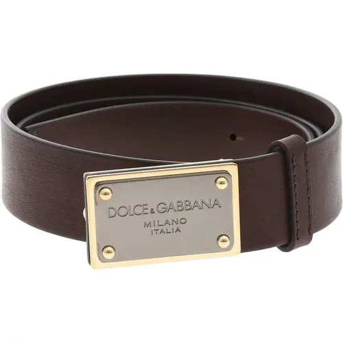 Logo Plate Belt , male, Sizes: 85 CM, 110 CM - Dolce & Gabbana - Modalova