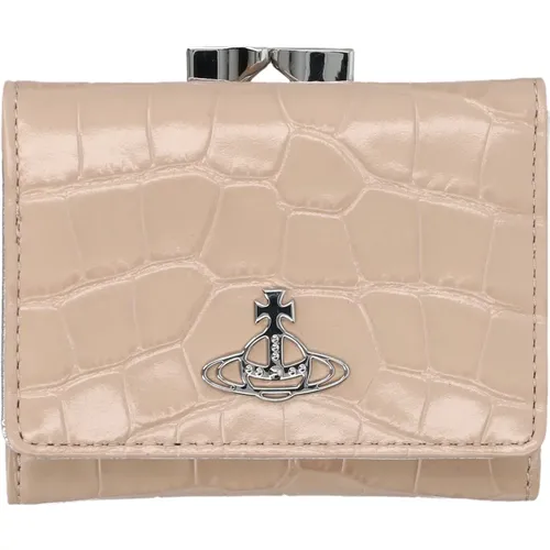 Croc-Effect Wallet with Orb Emblem , female, Sizes: ONE SIZE - Vivienne Westwood - Modalova