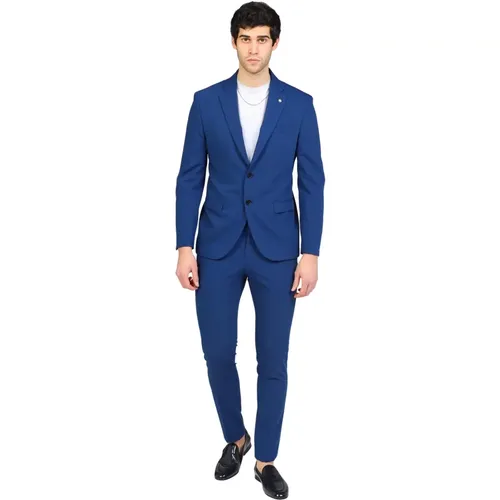 Single Breasted Suits, male, , Size: S Slim Fit Two-Button Suit Set - Manuel Ritz - Modalova