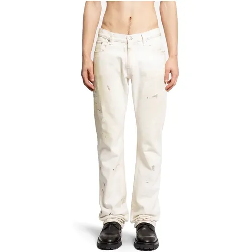 Ecru Paint Stains Low Rise Jeans - Helmut Lang - Modalova