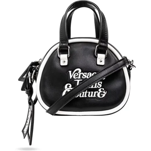 Schwarze Mini-Handtasche mit Verstellbarem Abnehmbarem Riemen , Damen, Größe: ONE Size - Versace Jeans Couture - Modalova