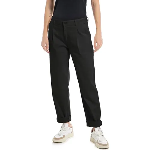 Tapered Fit Schwarze Jeans , Damen, Größe: W25 - Replay - Modalova