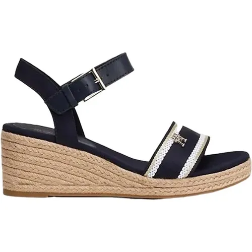 Webbing Wedge Platform Sandalen , Damen, Größe: 37 EU - Tommy Hilfiger - Modalova