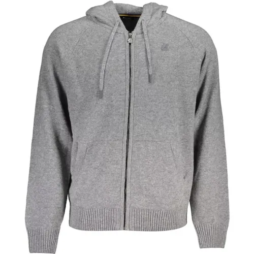 Zip-throughs, male, , Size: L Wool Hooded Cardigan Sweater - K-way - Modalova