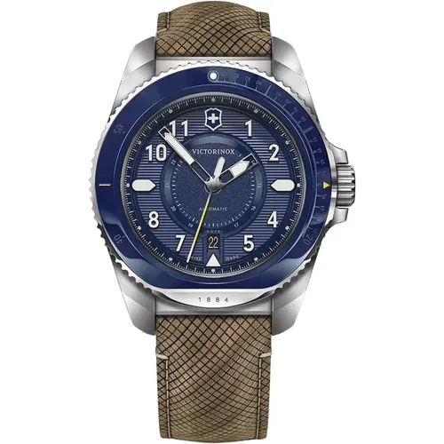 Automatic Leather Watch Blue Brown , male, Sizes: ONE SIZE - Victorinox - Modalova