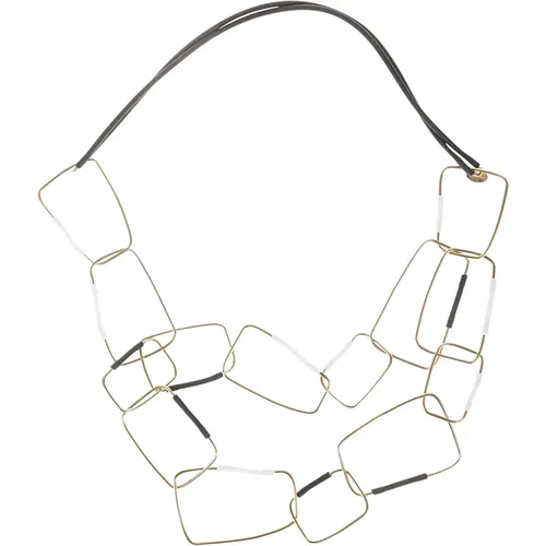 Asymmetrical Metal Rubber Necklace Handmade Italy , female, Sizes: ONE SIZE - Liviana Conti - Modalova