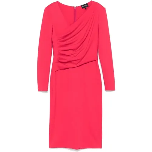 Raspberry Jersey Dress , female, Sizes: M, S, XS - Emporio Armani - Modalova